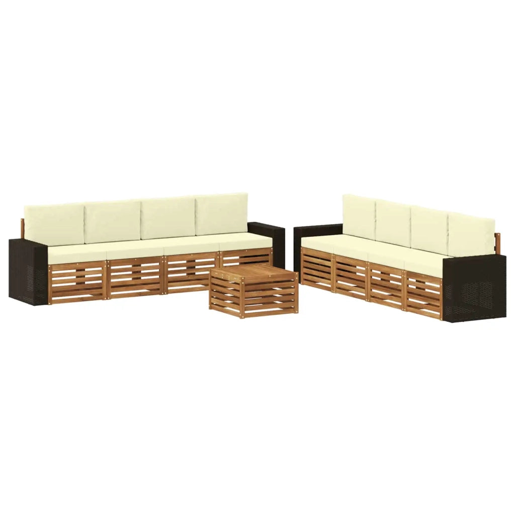 Set di divani da esterno 9 pz Naturale e Crema 3384181