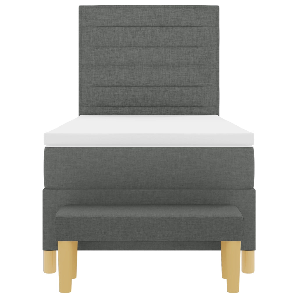 Letto Box Spring e Panchina Grigio Scuro 100x200 cm Tessuto