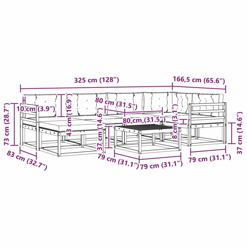 Set di divani da esterno 7 pz Bianco e Beige 3386712