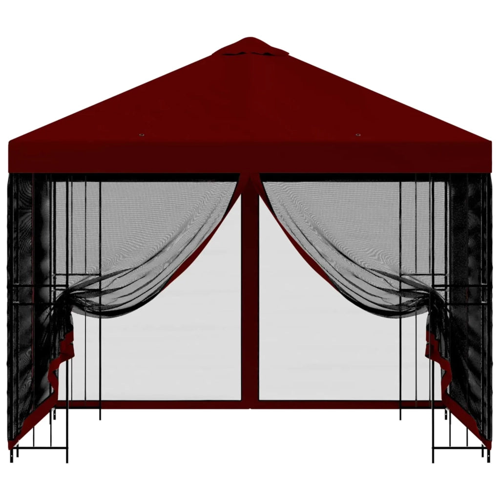 Gazebo da giardino con pareti laterali 3 x 3 m Borgogna