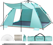 Tenda da sole da 5-6 posti - ombrellone portatile extra grande - automatico - UPF 50+ - ombrellone con veranda - facile da installare
