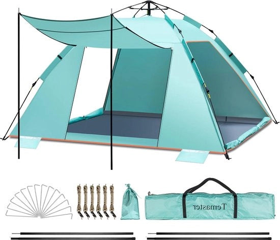 Tenda da sole da 5-6 posti - ombrellone portatile extra grande - automatico - UPF 50+ - ombrellone con veranda - facile da installare