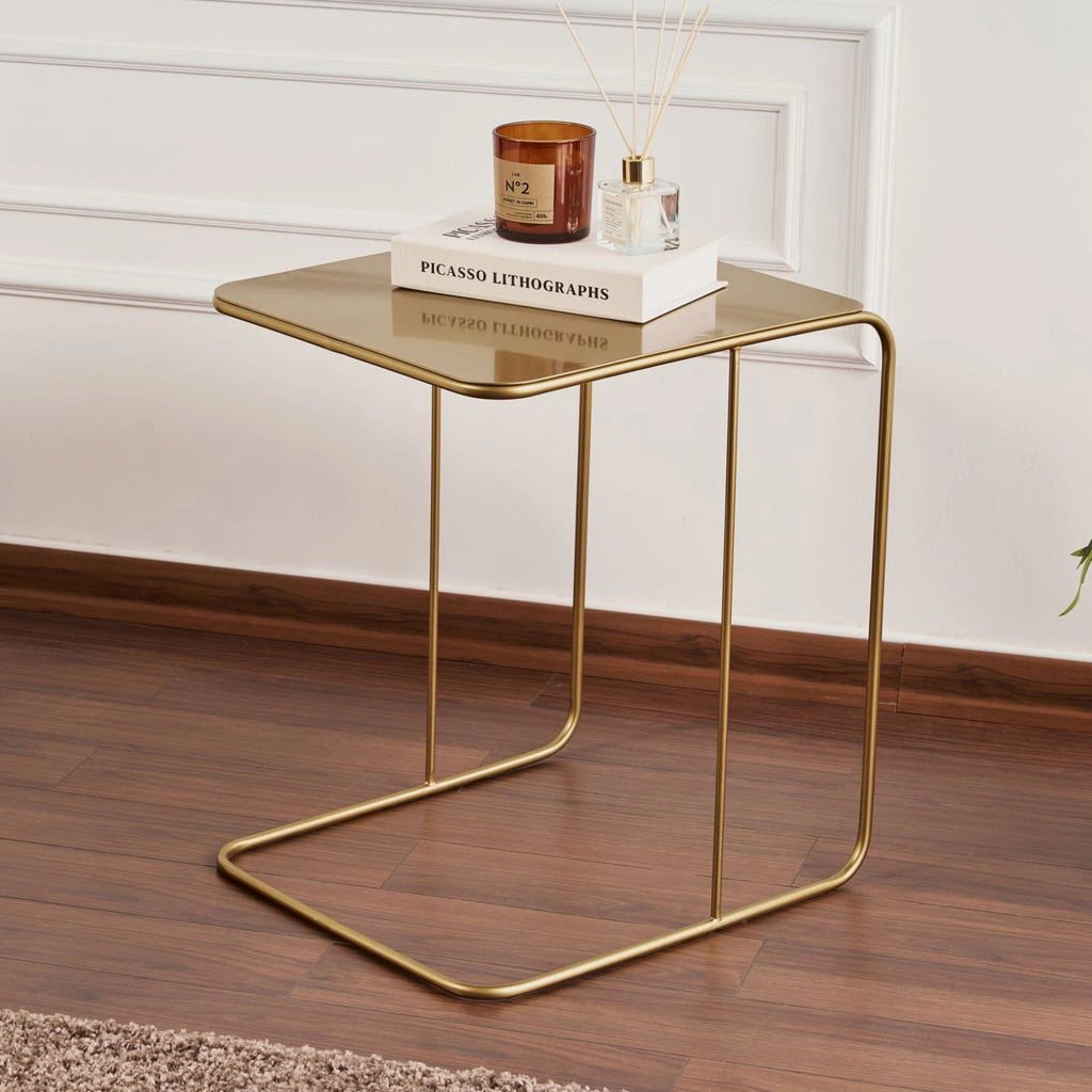 Cattaneo, Tavolino da Salotto Forma Rettangolare, 47x46x57h cm oro Lucido