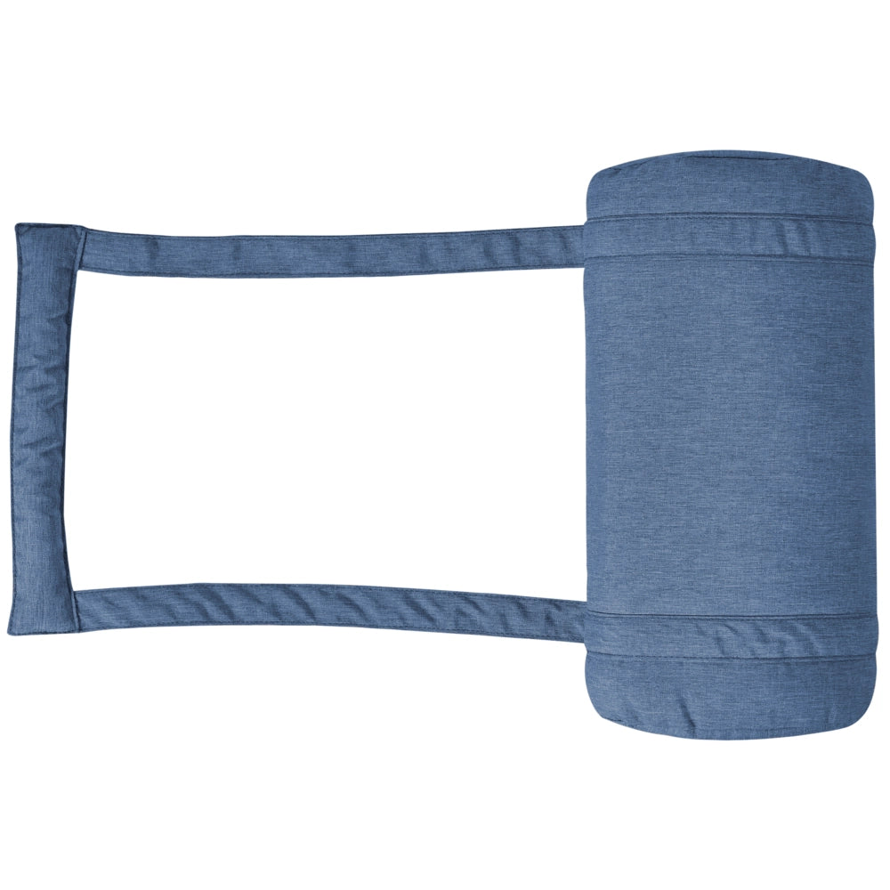 Set da giardino in stile rustico con tavolo in legno di acacia 2 sedie pieghevoli e cuscini blu