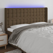 Testiera a LED-Testata con LED Marrone Scuro 203x16x118/128 cm in Tessuto 386910