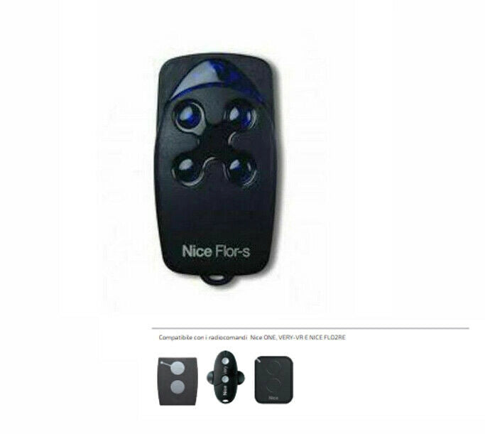 TELECOMANDO RADIOCOMANDO TRASMETTITORE NICE FLOR-S 4 ROLLING CODE 433,92 MHZ