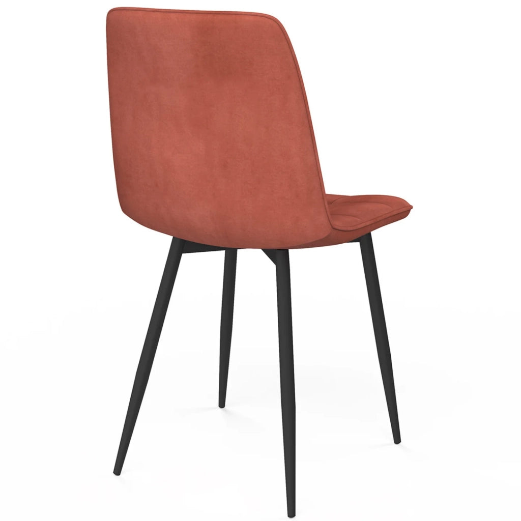 IDMarket - Set di 4 sedie da pranzo MILA in velluto color terracotta