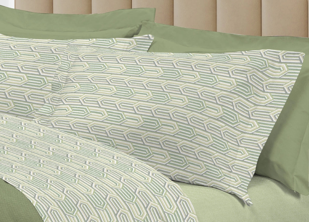 Completo Lenzuola Letto 100% Cotone Italy 3027 Disegno Henry - Matrimoniale - Verde