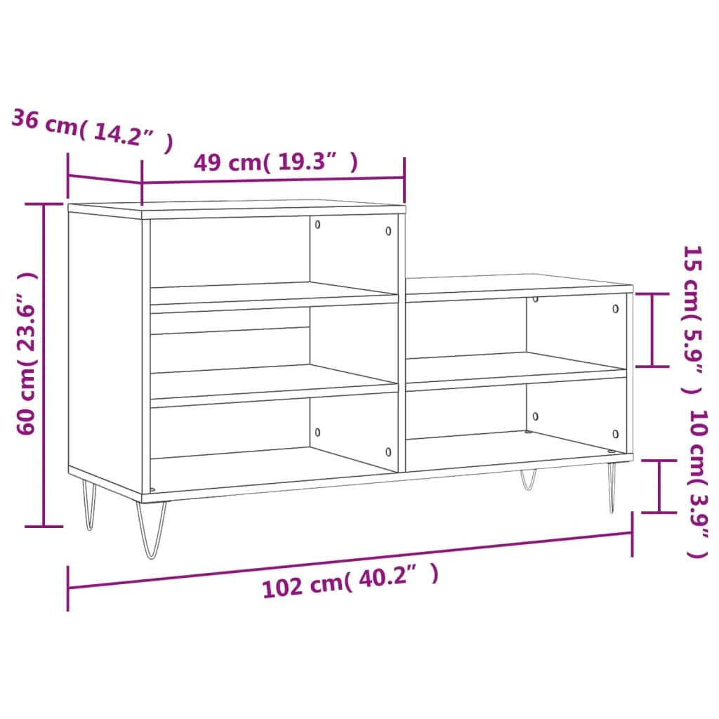 Scarpiera mobile contenitore per scarpe mobile per ingresso/corridoio/soggiorno 102 x 36 x 60 cm legno ingegnerizzato grigio 02_0021800
