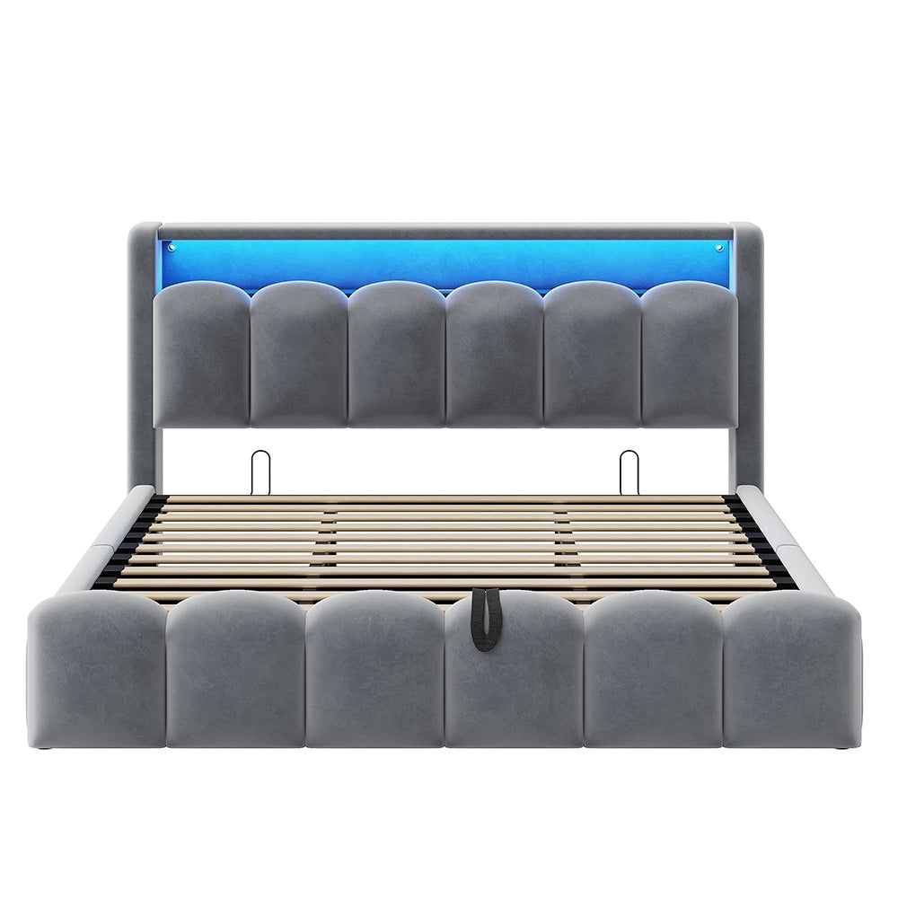 Letto 180x200cm?- Xylo - velluto petali USB grigio