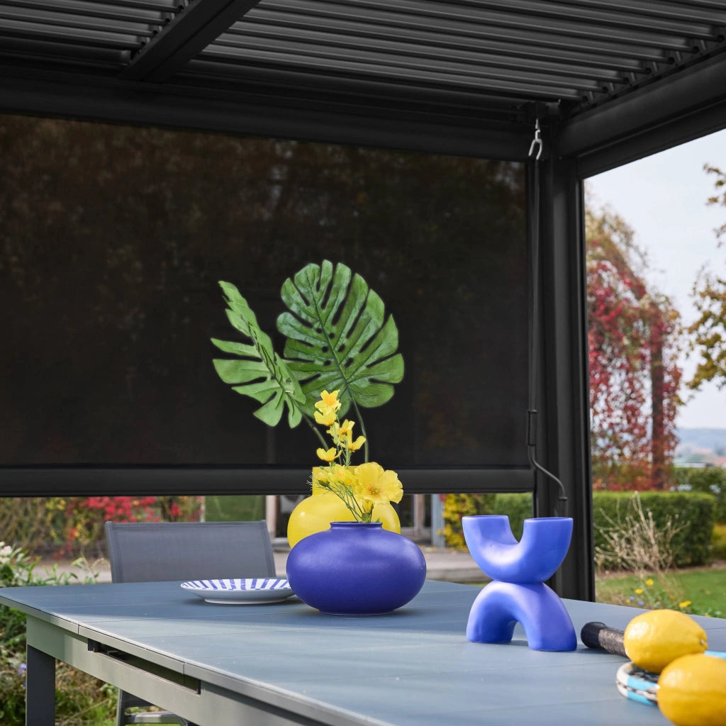 tenda laterale avvolgibile alluminio e textilene per pergola, 3m,