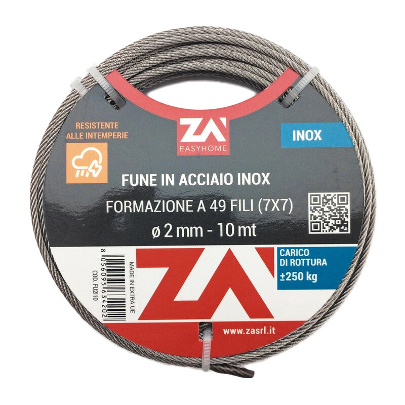 FUNE ACCIAIO INOX 49F D 3 MM 10 M- 1,0 pz