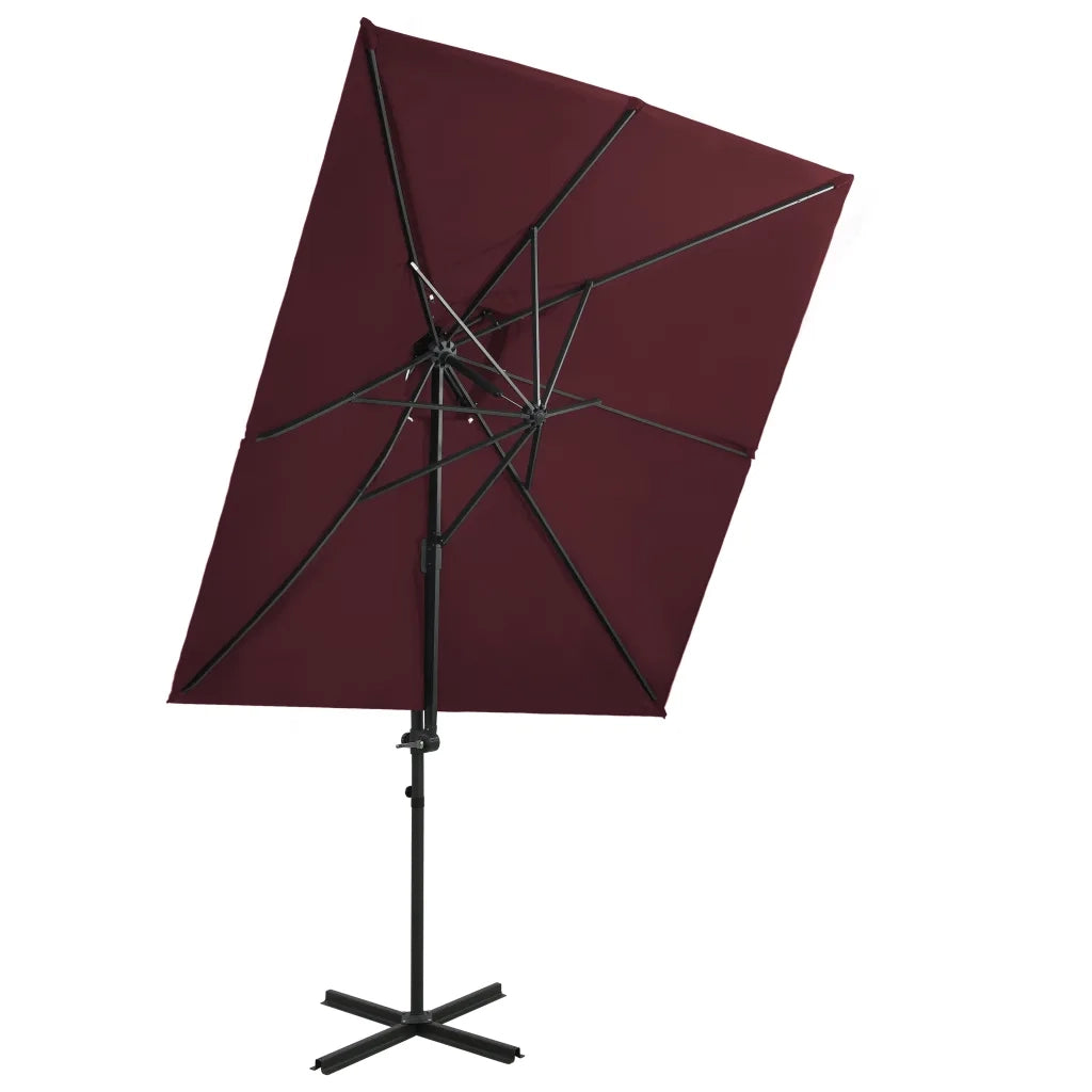 Ombrellone a Sbalzo con Doppia Copertura 250x250 cm Rosso BordÃ²