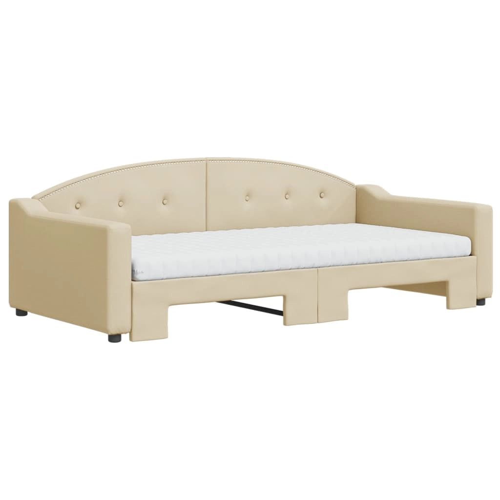 Divano Letto Estraibile con Materassi Crema 100x200 cm Tessutocod mxl 82702