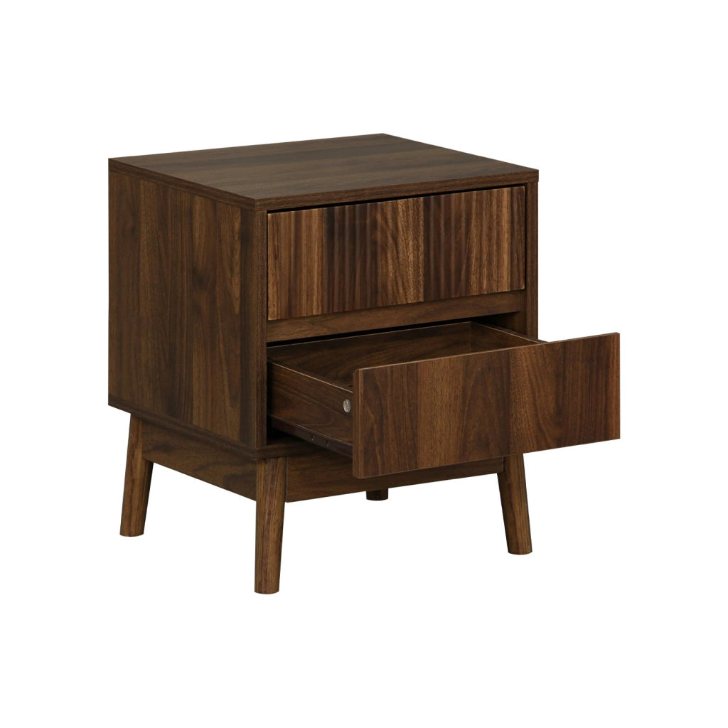 Set 2 comodini con 2 cassetti, marrone scuro naturale
