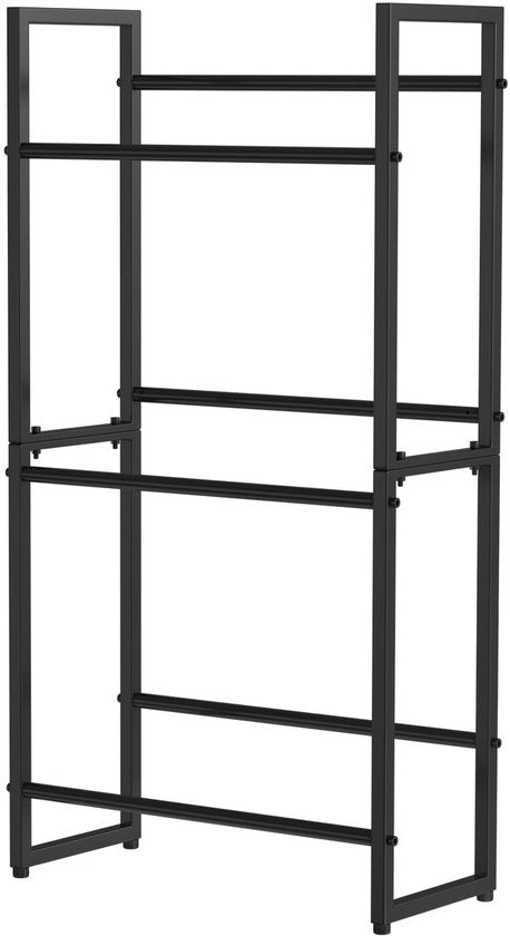 1x Carrello per Bicchieri 71x32x140cm con Pedane Regolabili per 6 Bicchieri Multifunzionale Nero
