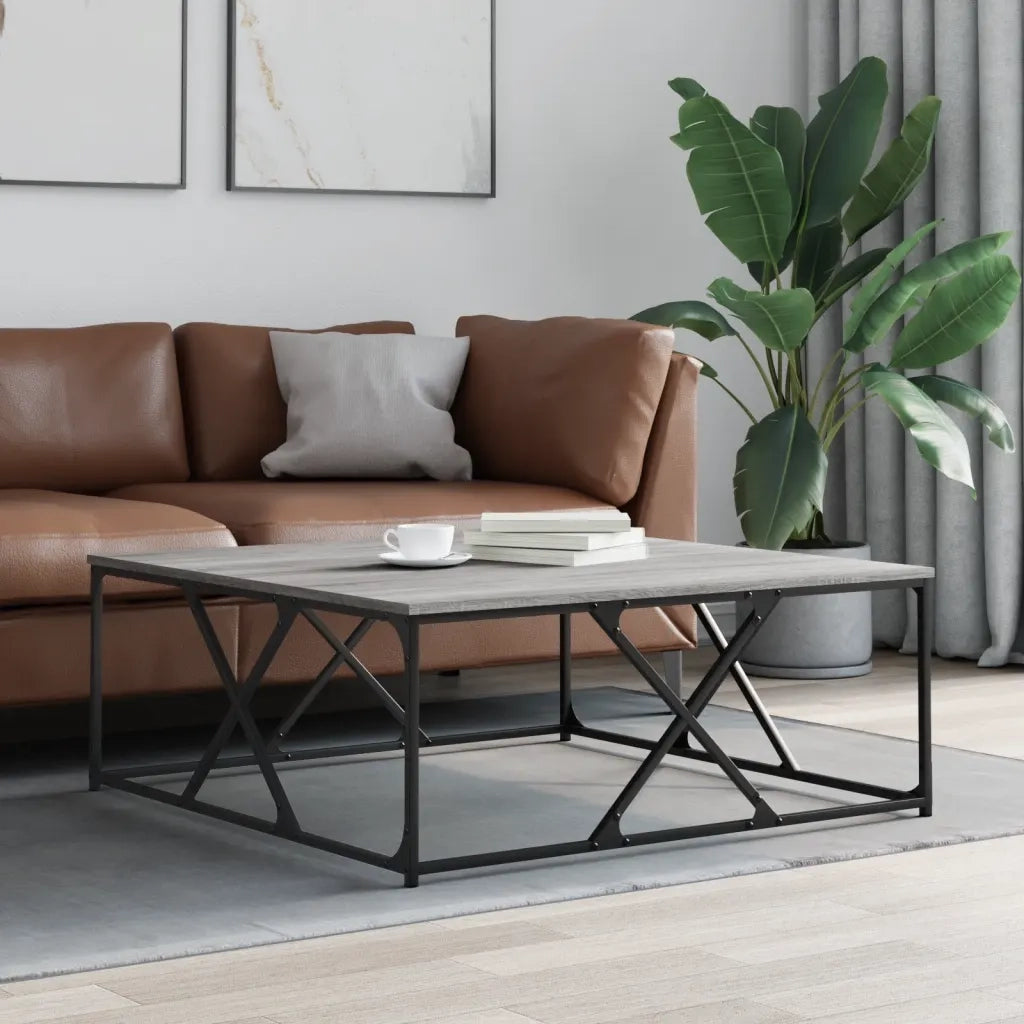 Tavolino Salotto-Tavolino da soggiorno-Tavolo Grigio Sonoma 100x100x40 cm Legno Multistrato