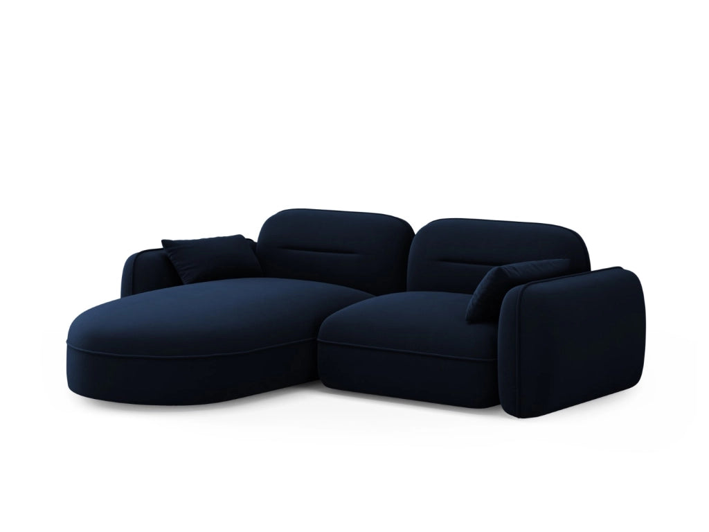 Cosmopolitan Design - Divano angolare modulare sinistro "Sydney" 3 posti in velluto blu reale 