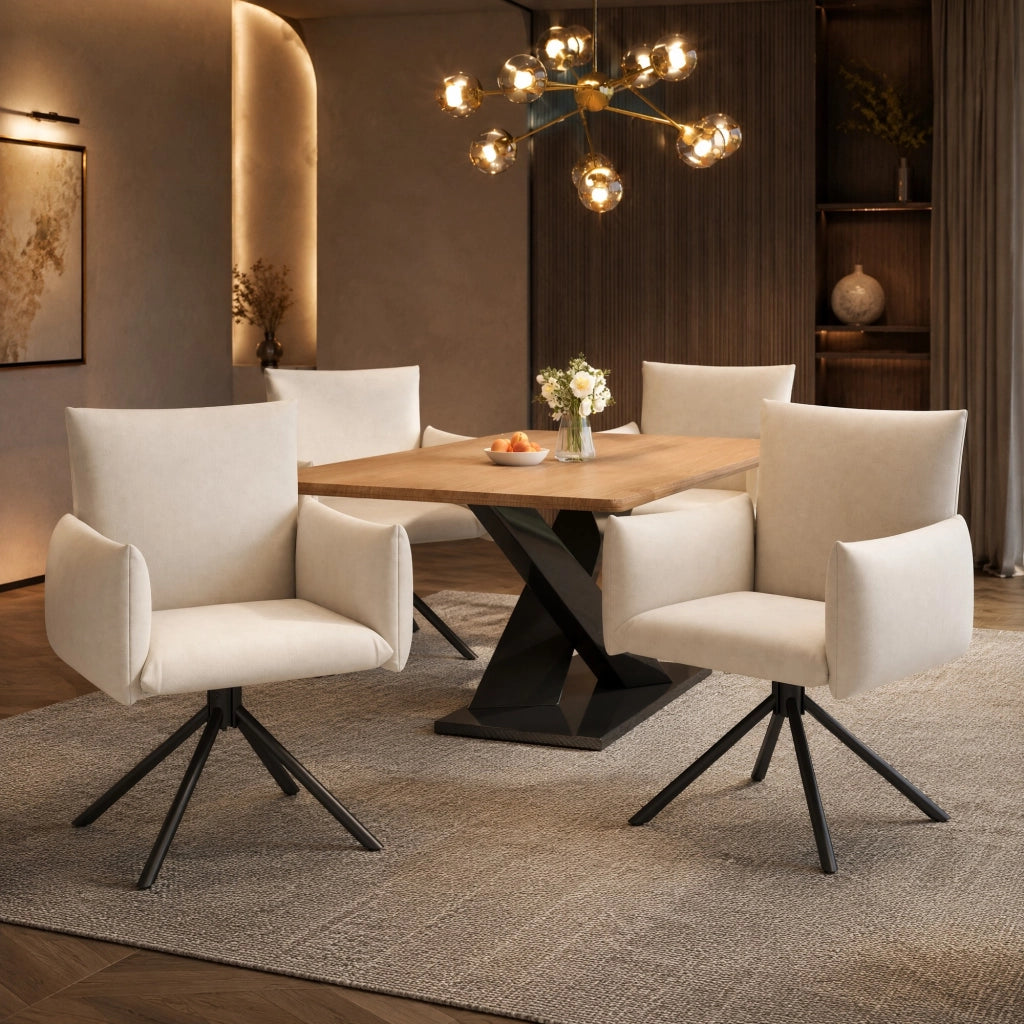 SEDIE Girevoli Set da 4 pezzi Velluto Beige