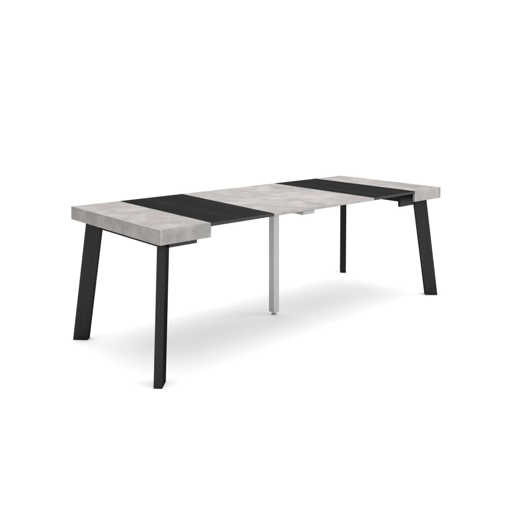 Consolle allungabile, 222x90x73cm, Per 10 persone, Gambe in legno, grigio cemento RF3071