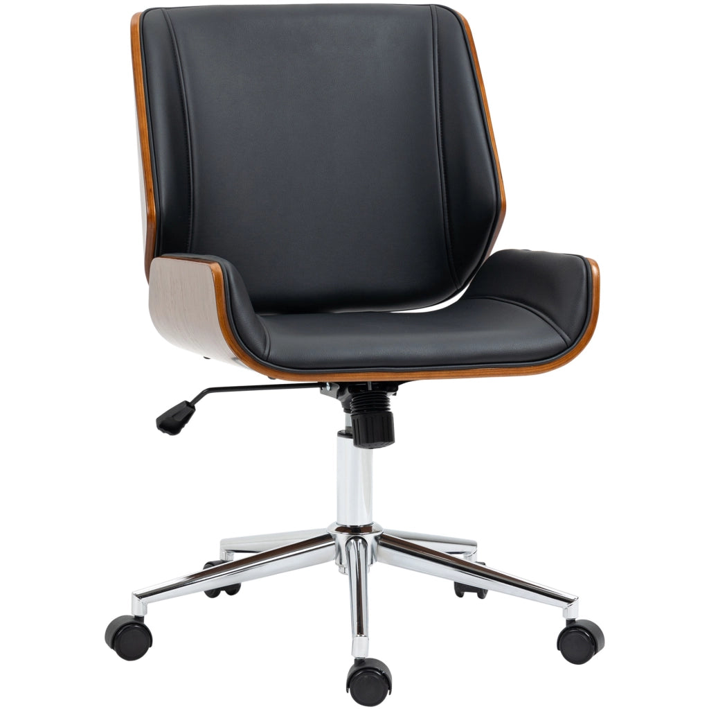 Sedia da ufficio nera in pelle bonded regolabile