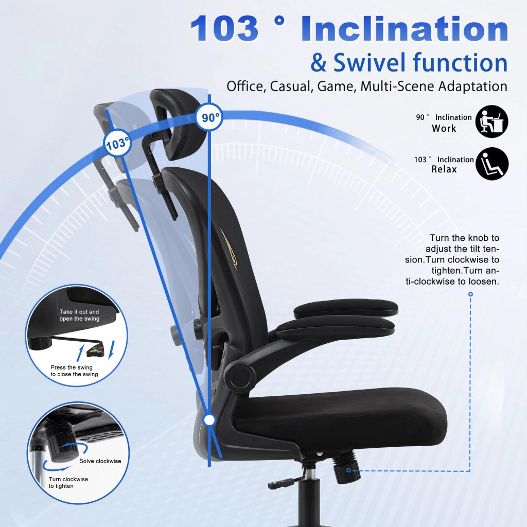 Sedia da ufficio con schienale in rete e rivestimento in similpelle ¨C Zephmum ¨C Nero