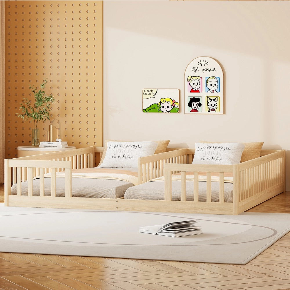 Letto Singolo Bambini con Sponda e Rete a Doghe ¨C Xylo ¨C Pino Naturale 90x200