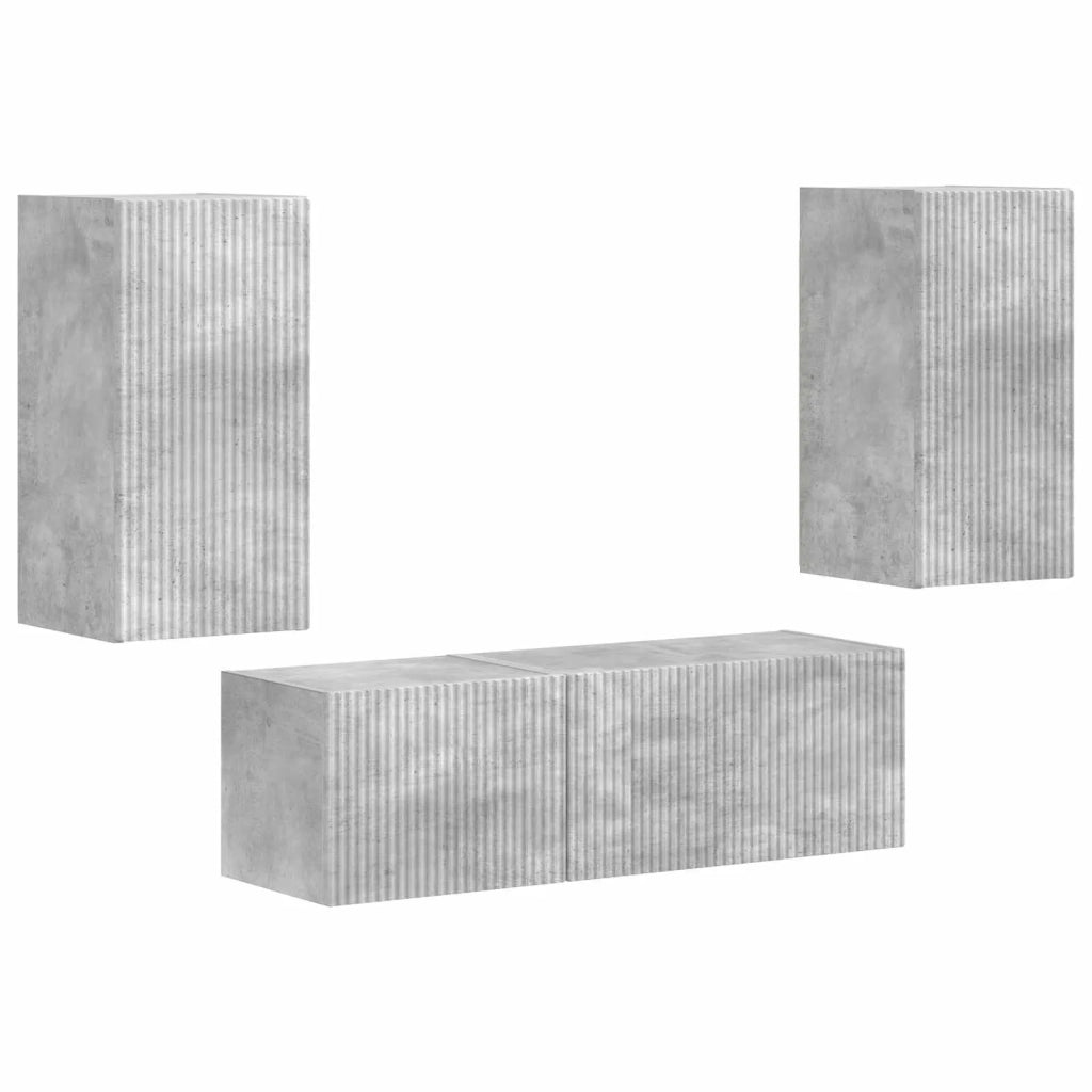 Set di Mobiletto da TV a Parete 4 pz-Credenza per TV sospesa Grigio cemento 726588