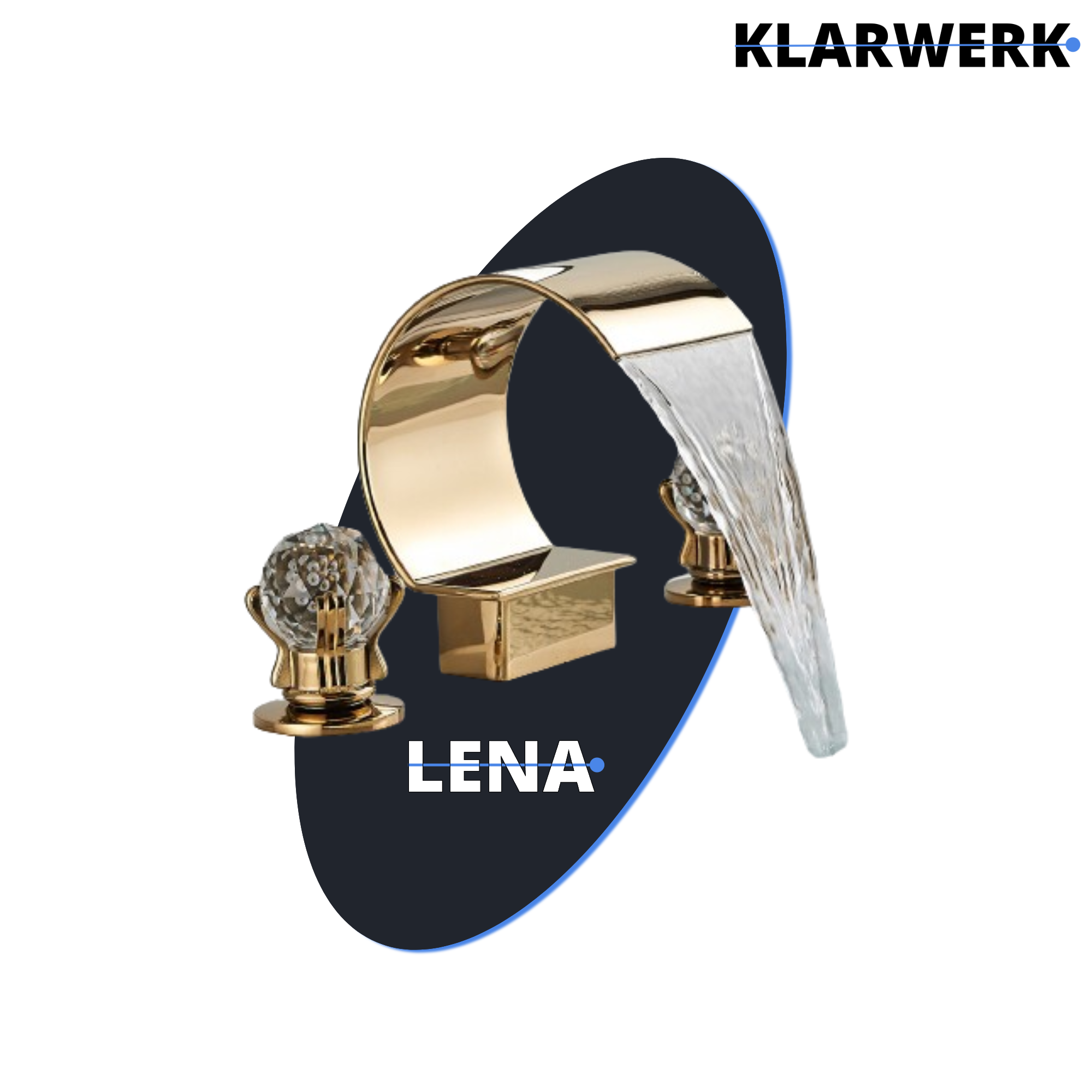 LENA | Rubinetto bagno 3 fori design oro lucido |  per lavabo ad arco alto in acciaio inossidabile | miscelatore 2 maniglie ristorazione