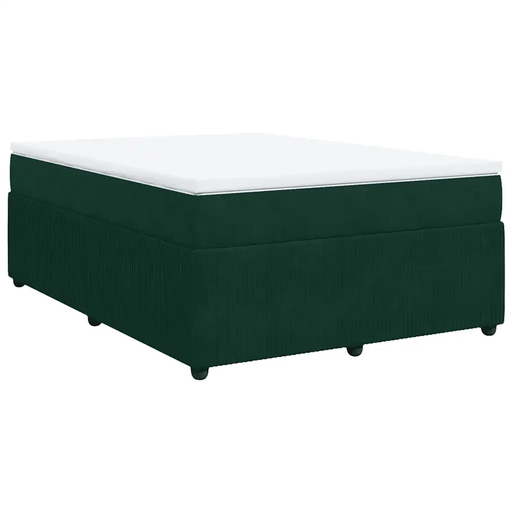Giroletto a Molle con Materasso Verde Scuro 160x200 cm Velluto