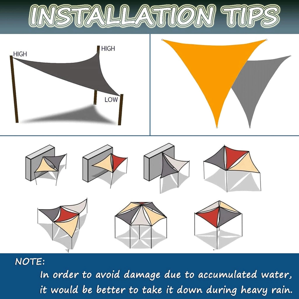 Tenda parasole a vela impermeabile per esterni, per patio, giardino, cortile, piscina, garage coperto, protezione UV, tessuto durevole