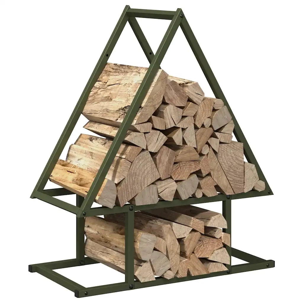 Rastrelliera per Legna da Ardere Verde Oliva 50x25x60 cm 864314
