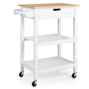 Carrello da cucina salvaspazio 66 x 40 x 85 cm con cassetto e ruote bloccabili stile moderno bambù bianco 20_0018068