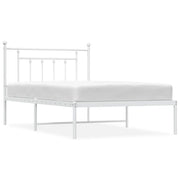 Letto singolo | Letto per adulti | Giroletto con Testiera Metallo Bianco 107x203 cm