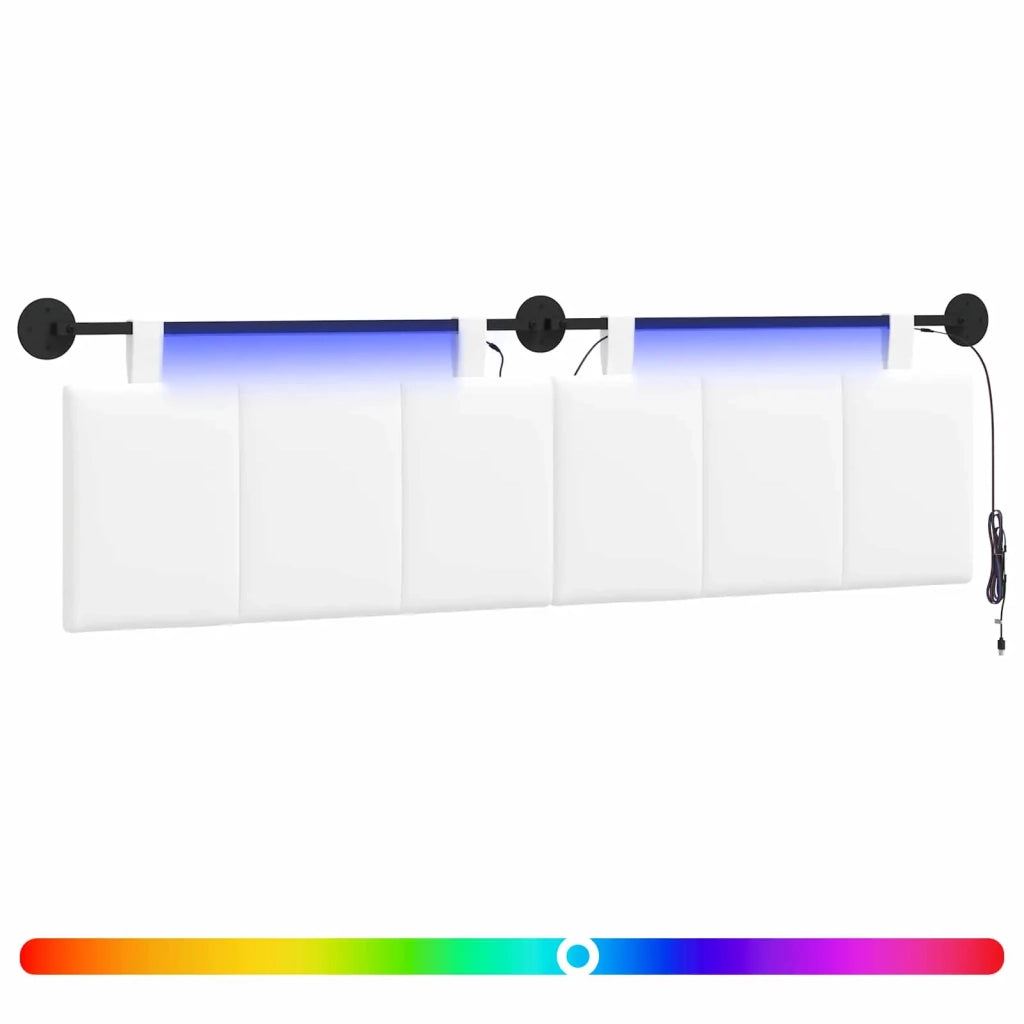 Testiera sospesa Con luce LED Bianco Tessuto