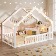 Letto per bambini a casetta 90 x 190 cm bianco con sponde