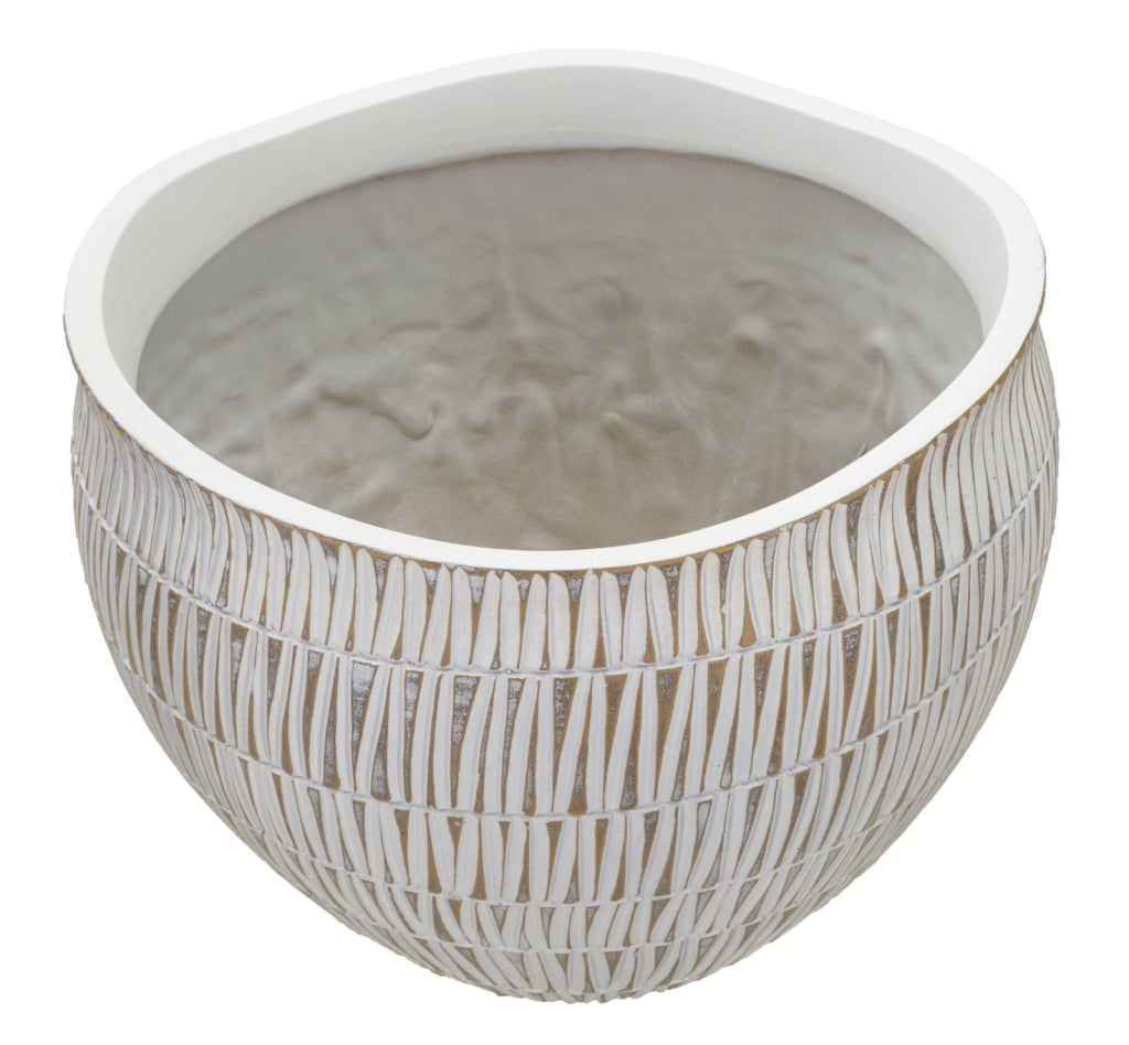Cachepot Resina Stiky Ø30,5x24,5 cm in Resina Oro e Bianco