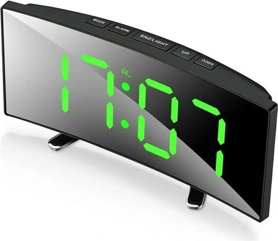 Alarme digitale con specchio, funzione snooze, luce notturna e grande display digitale.