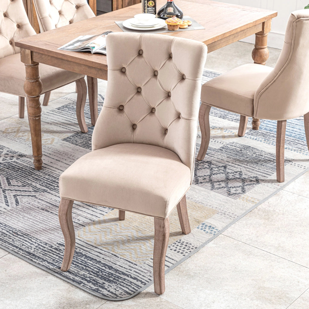 Sedia imbottita 97x51x47 cm con schienale ergonomico in velluto beige