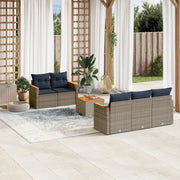 Set Divani da Giardino 6 pz con Cuscini Grigio in Polyrattan 3225788