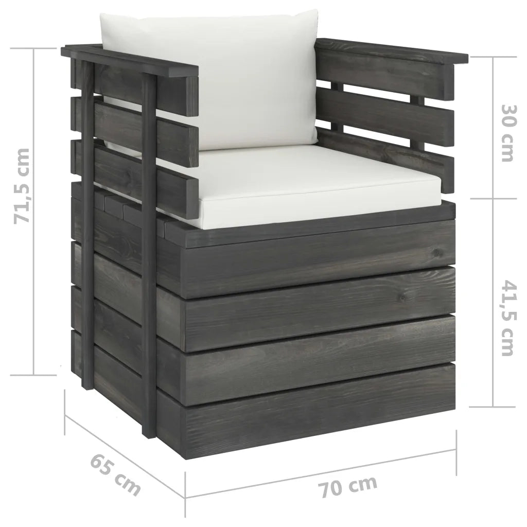 Poltrona da Giardino con Cuscini in Legno di Pino cod mxl 72348