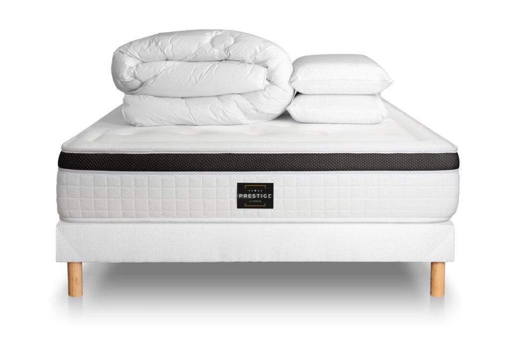 Pacchetto letto completo - Materasso 200x200cm + Box spring con doghe (kit) + 2 cuscini + Piumino - Privilège