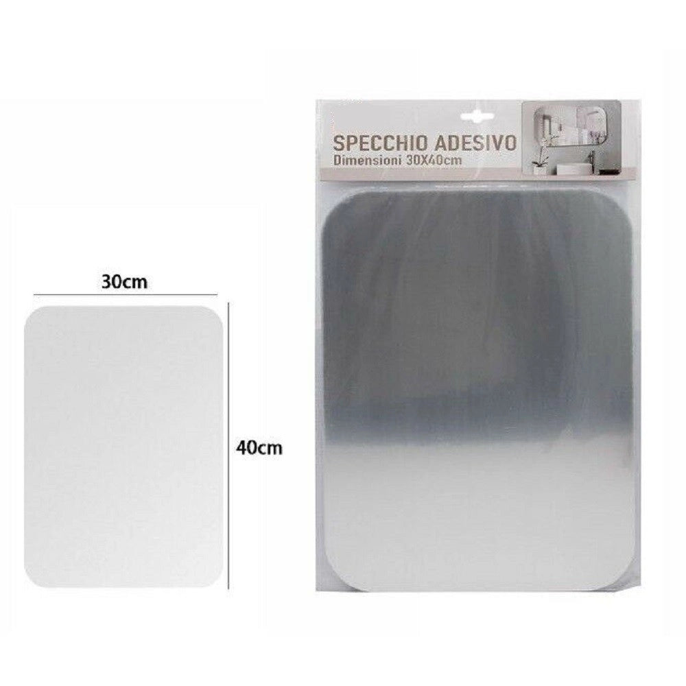 Trade Shop - Specchio Adesivo Forma Rettangolare Adesiva Murale Arredamento Casa 30x40cm -