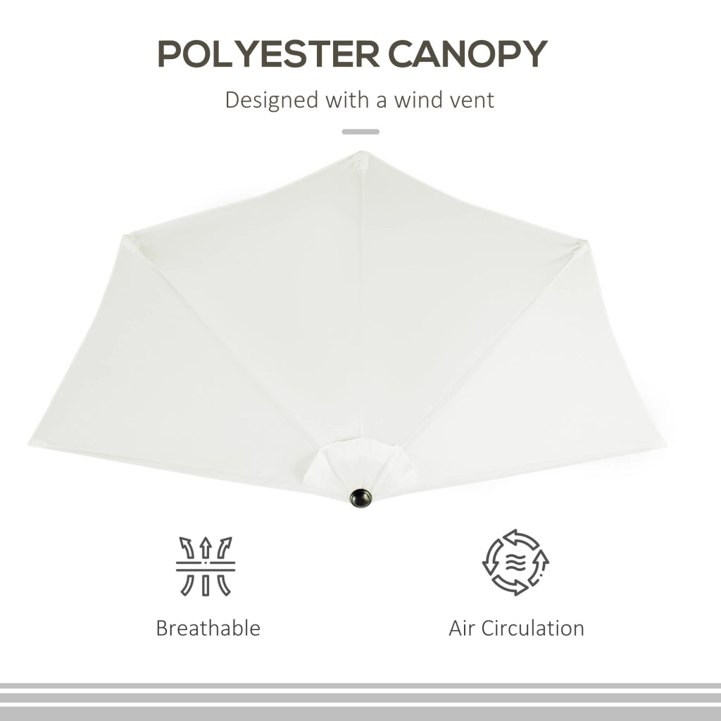 Ombrellone Semicircolare da Parete per Giardino ¨C zephmum ¨C Bianco 270x150 cm