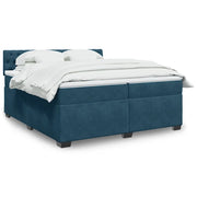 vidaXL Giroletto a Molle con Materasso Blu 200x200 cm in Velluto