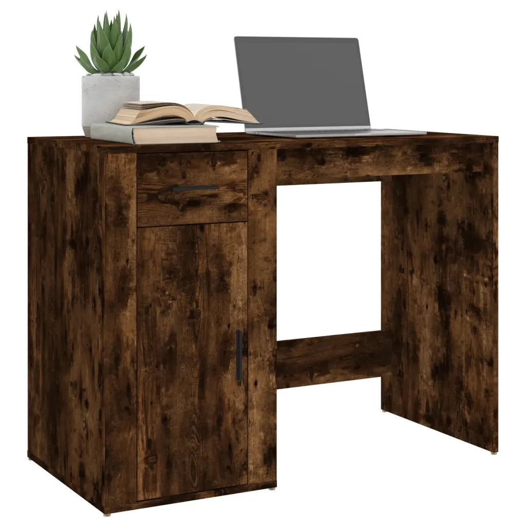 Scrivania Rovere Fumo 100x49x75 cm in Legno Multistrato 816789