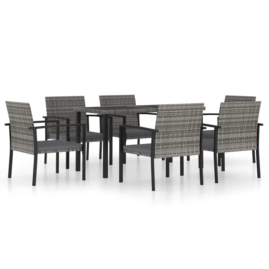 Set da Pranzo da Giardino 7 pz | Set Salotto da Giardino in Polyrattan Grigio