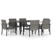 Set da Pranzo da Giardino 7 pz | Set Salotto da Giardino in Polyrattan Grigio