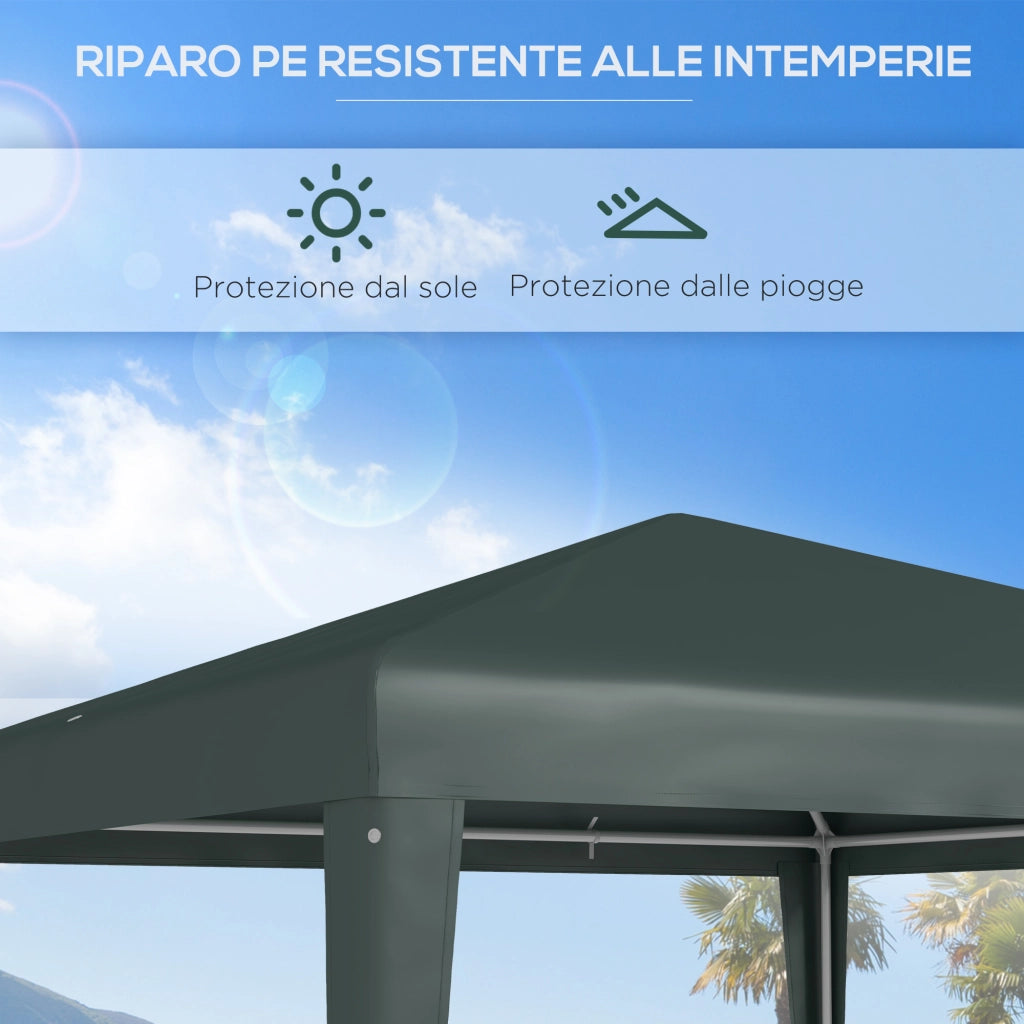 Gazebo da Giardino ¨C zephmum ¨C Verde, Acciaio, PE, 2.7x2.7 m