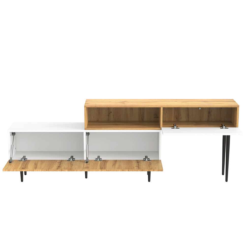 Mobile TV modulare - Xylo - Lunghezza regolabile bianco/legno